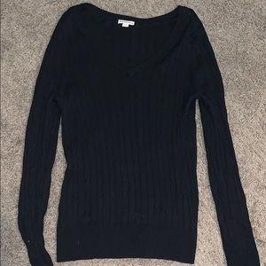 Merona black cable knit v neck sweater